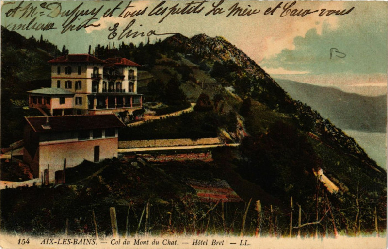 Carte postale ancienne Aix-les-Bains - Col du Mont du Chat - Hotel Bret à Aix-les-Bains