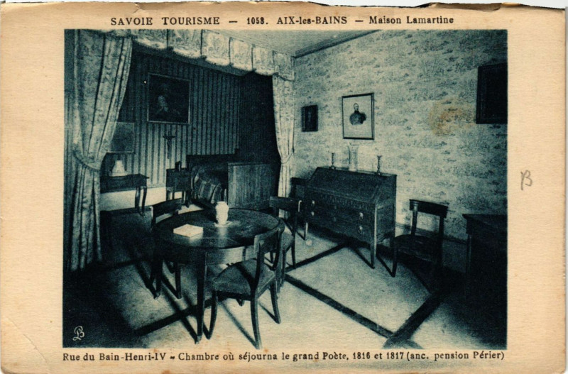 Carte postale ancienne Aix-les-Bains - Maison Lamartine - Rue du Bain- à Aix-les-Bains