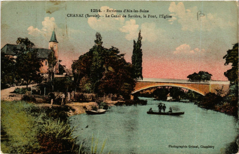 Carte postale ancienne Env. d'Aix-les-Bains - Chanaz - Le Canal de Saviere à Chanaz