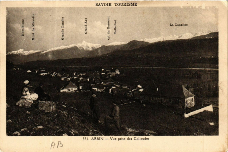 Carte postale ancienne Arbin - Vue prise des Calloudes à Arbin
