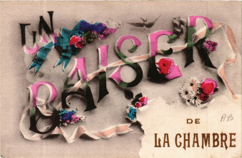 Carte postale ancienne Un Baiser de La Chambre à La Chambre