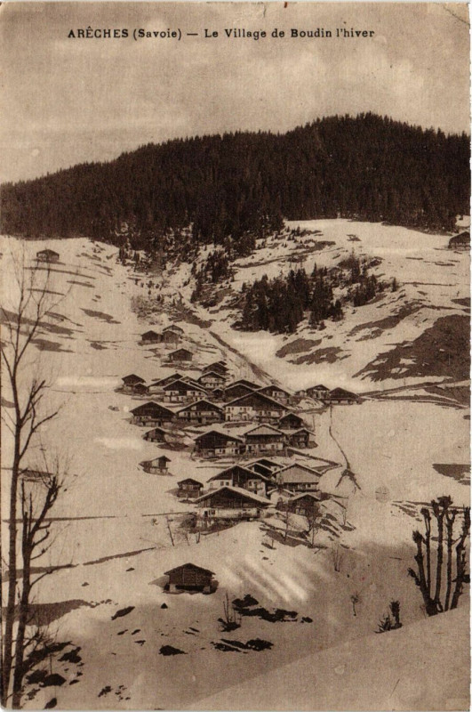 Carte postale ancienne Areches - Le Village de Boudin l'hiver