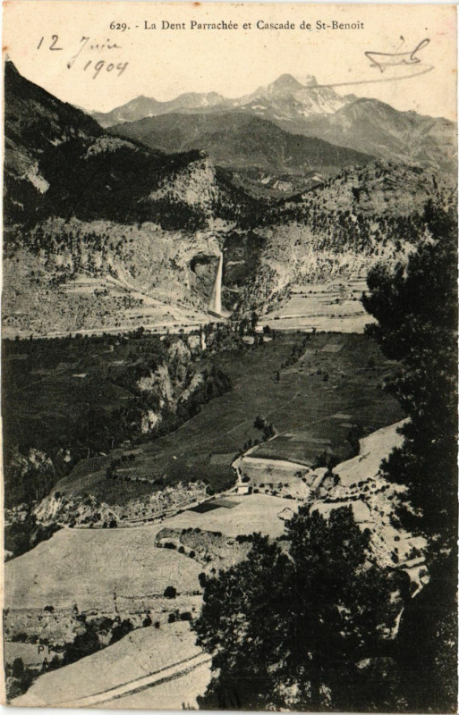 Carte postale ancienne La Dent Parrachée et Cascade e Saint-Benoit