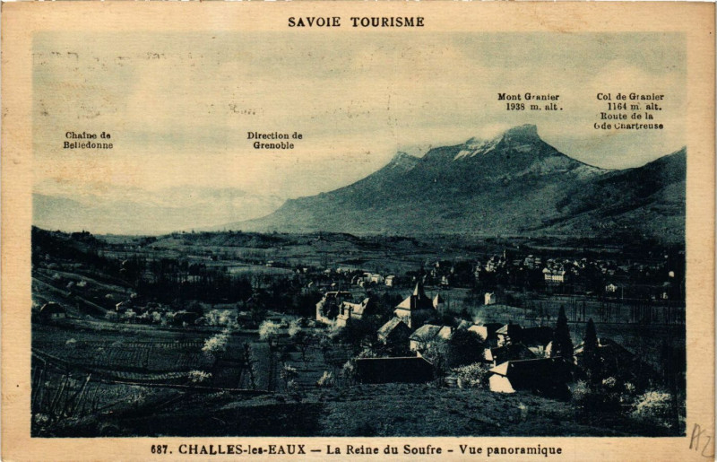 Carte postale ancienne Challes-les-Eaux - La Reine du Soufre - Vue panoramique à Challes-les-Eaux