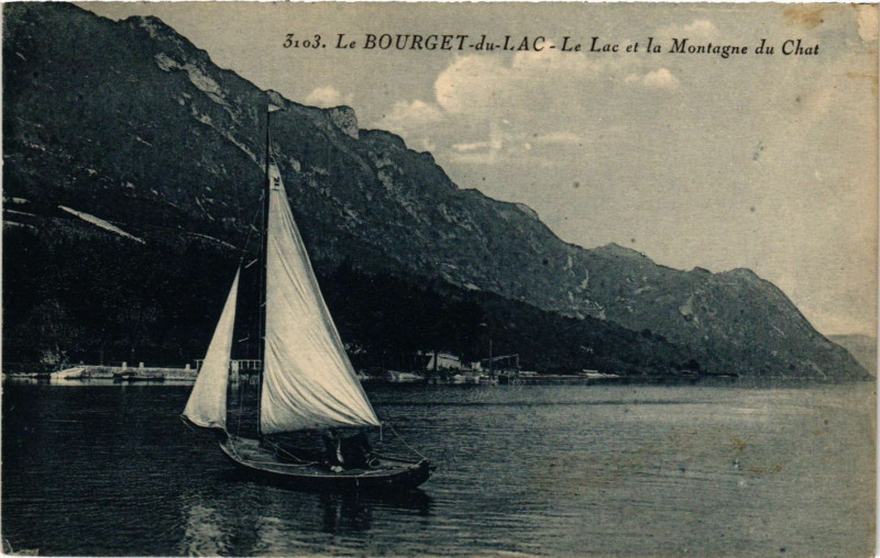 Carte postale ancienne Le Bourget-du-Lac - Le Lac et la Montagne du Chat au Bourget-du-Lac