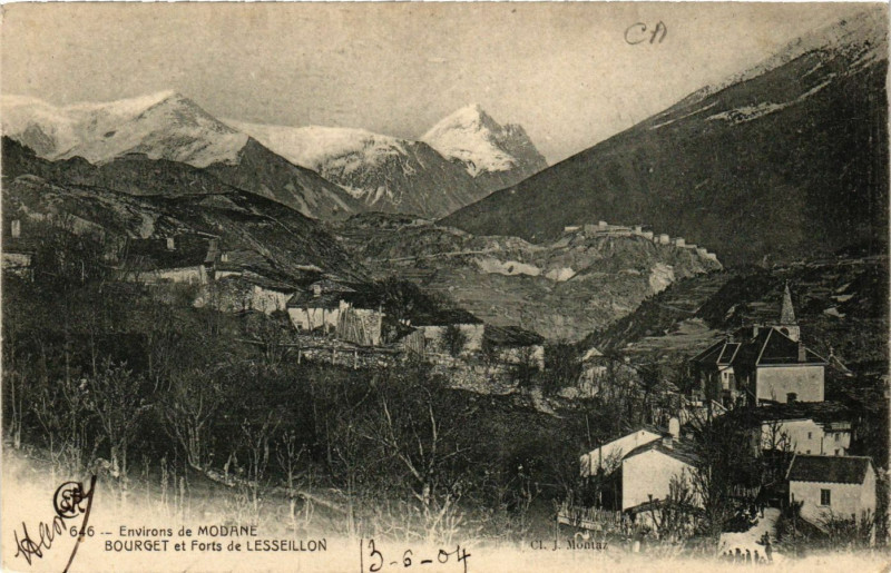 Carte postale ancienne Env. de Modane - Bourget et Forts de Lesseillon à Modane