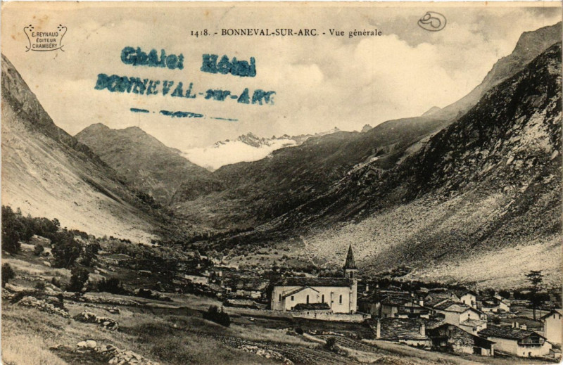 Carte postale ancienne Bonneval-sur-Arc - Vue générale à Bonneval-sur-Arc