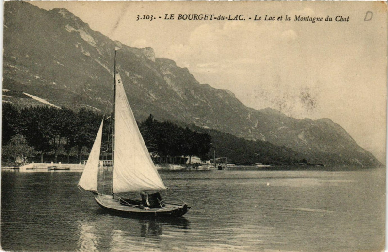 Carte postale ancienne Le Bourget-du-Lac - Le Lac et la Montagne du Chat au Bourget-du-Lac