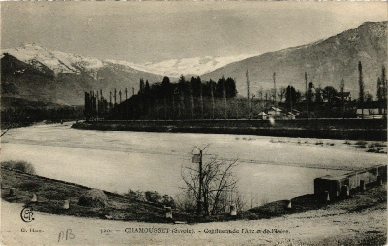 Carte postale ancienne Chamousset - Confluens de l'Arc et de l'Isere à Chamousset