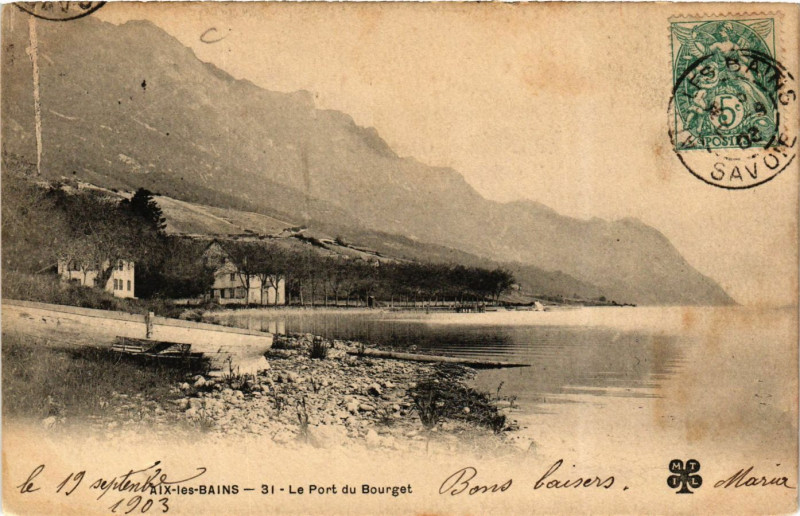 Carte postale ancienne Aix-les-Bains - Le Port du Bourget à Aix-les-Bains