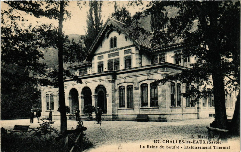 Carte postale ancienne Challes-les-Eaux -La Reine du Soufre-Etabl. Theramal à Challes-les-Eaux