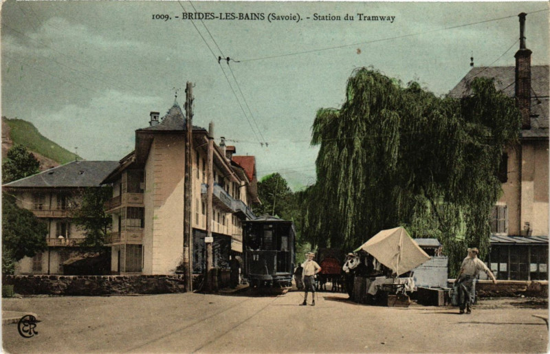 Carte postale ancienne Brides-les-Bains - Station du Tramway à Brides-les-Bains