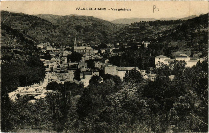 Carte postale ancienne Vals-les-Bains Vue générale à Vals-les-Bains