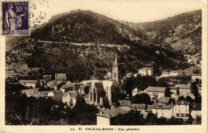 Carte postale ancienne Vals-les-Bains Vue générale à Vals-les-Bains