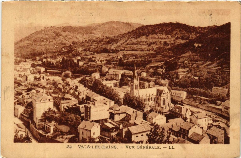 Carte postale ancienne Vals-les-Bains Vue générale à Vals-les-Bains