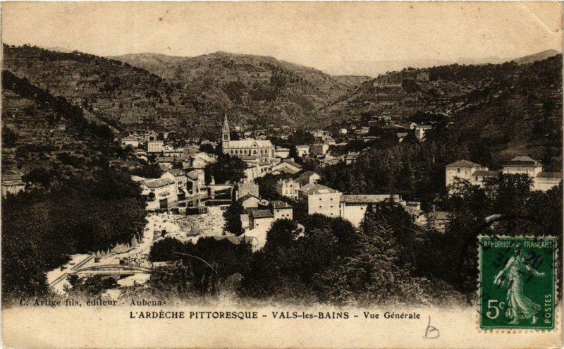 Carte postale ancienne Vals-les-Bains Vue générale à Vals-les-Bains