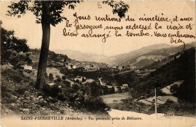 Carte postale ancienne Saint-Pierreville Vue générale prise de Bélizaire à Saint-Pierreville