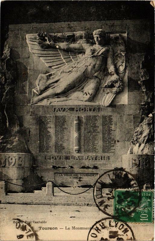 Carte postale ancienne Tournon Le Monument aux Morts