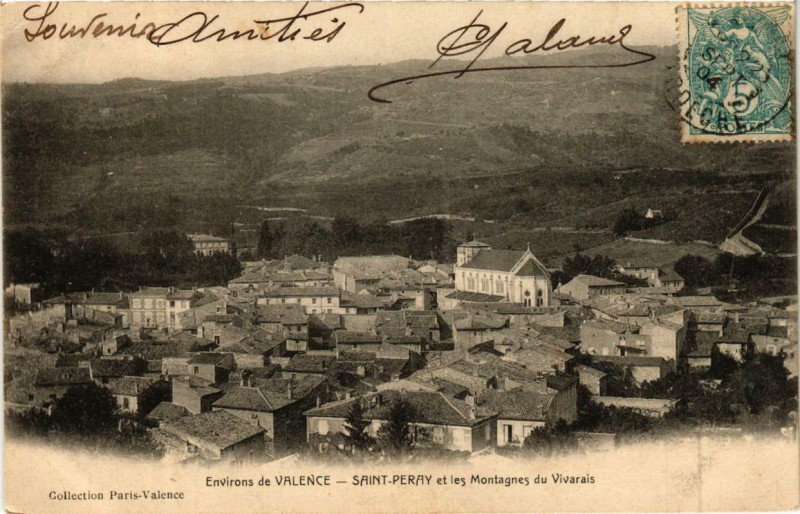 Carte postale ancienne Saint-Peray et les Montagnes du Vivaris à Saint-Péray