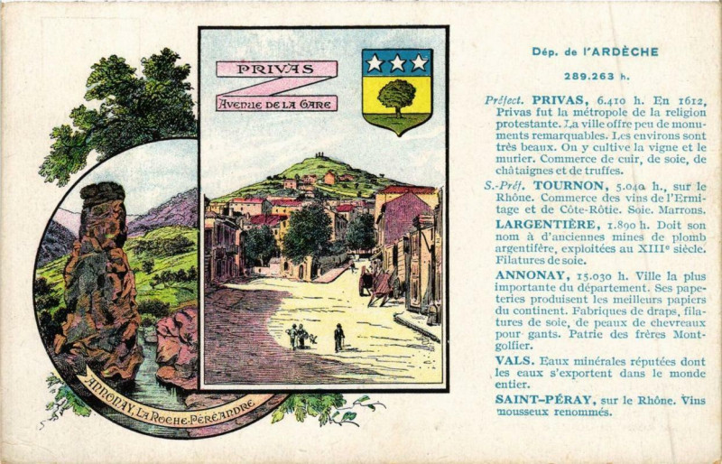 Carte postale ancienne Privas Avenue de la Gare à Privas