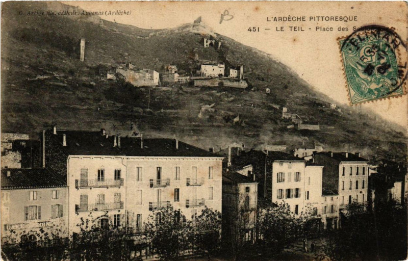Carte postale ancienne Le Teil Place des Sablons au Teil