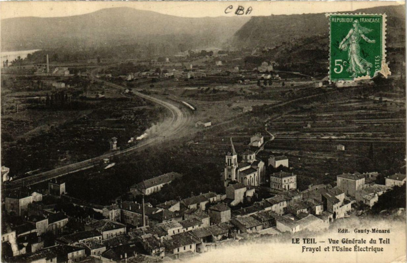 Carte postale ancienne Le Teil Vue générale. Frayol et l'Usine Electrique au Teil