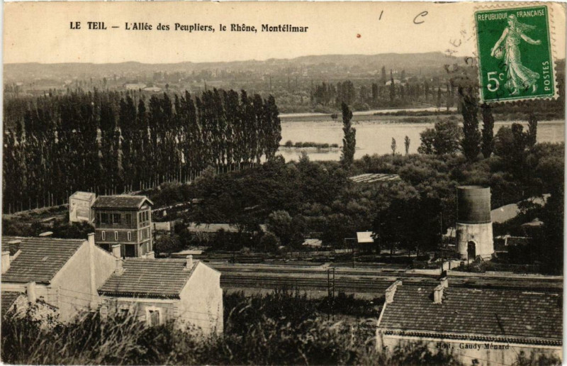Carte postale ancienne Le Teil Allée des Peupliers le Rhone Montélimar au Teil
