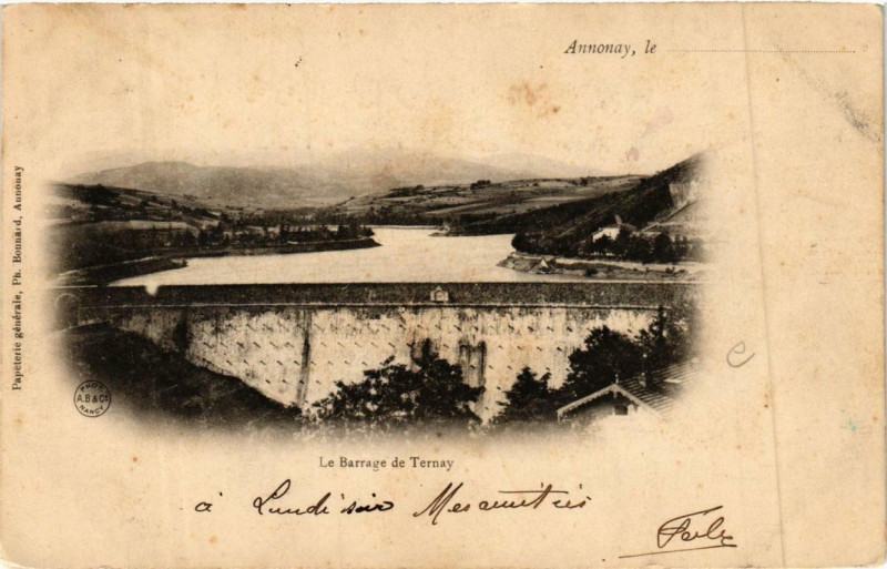 Carte postale ancienne Annonay La Barrage de Ternay à Annonay
