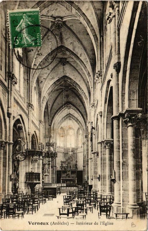Carte postale ancienne Vernoux Intérieur de l'Eglise