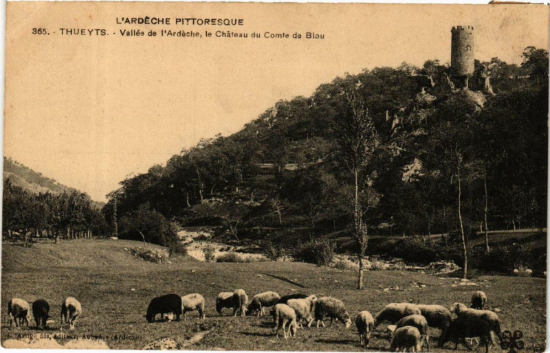 Carte postale ancienne Thueyts Vallée de l'Ardeche le Chateau du Comte de Blou à Thueyts