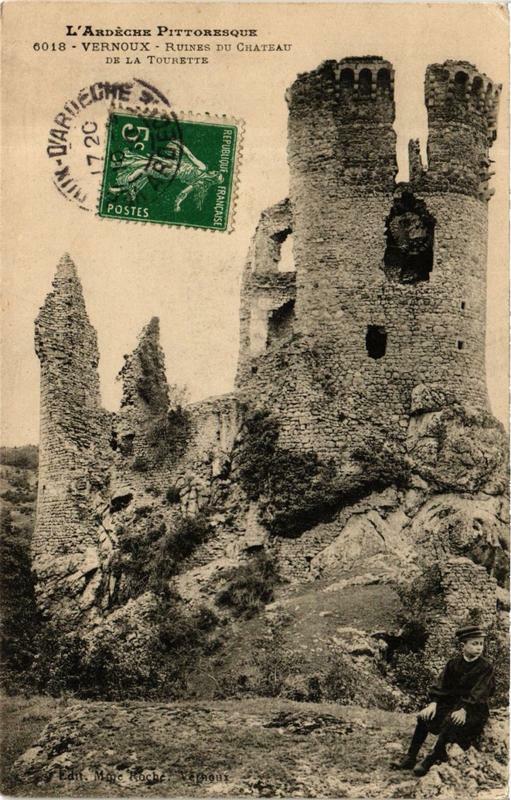 Carte postale ancienne Vernoux Ruines du Chateau de la Tourette