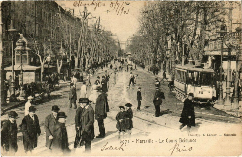 Carte postale ancienne Marseille - Le Cours Belsunce à Marseille