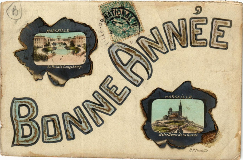 Carte postale ancienne Marseille Bonne Annee à Marseille