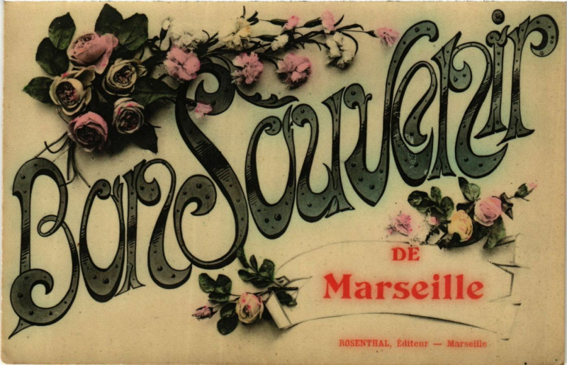 Carte postale ancienne Marseille Bon Souvenir à Marseille