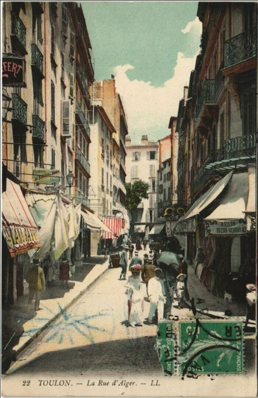 Carte postale ancienne Toulon La Rue d'Alger France à Toulon