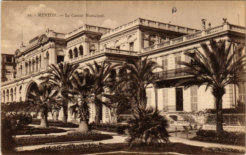 Carte postale ancienne Menton - Le Casino Municipal à Menton