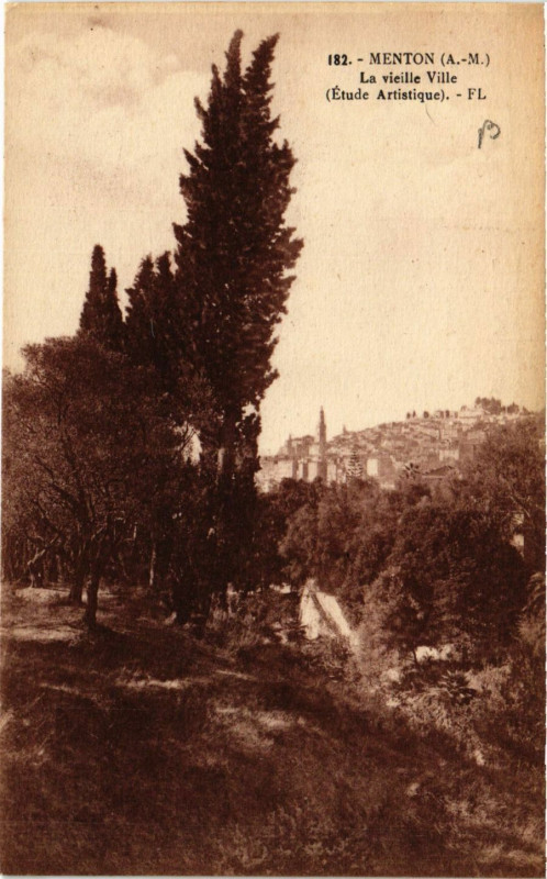Carte postale ancienne Menton - La vieille Ville - (Etude Artistique) à Menton