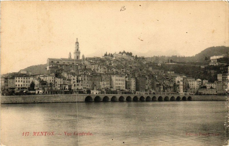 Carte postale ancienne Menton - Vue générale à Menton