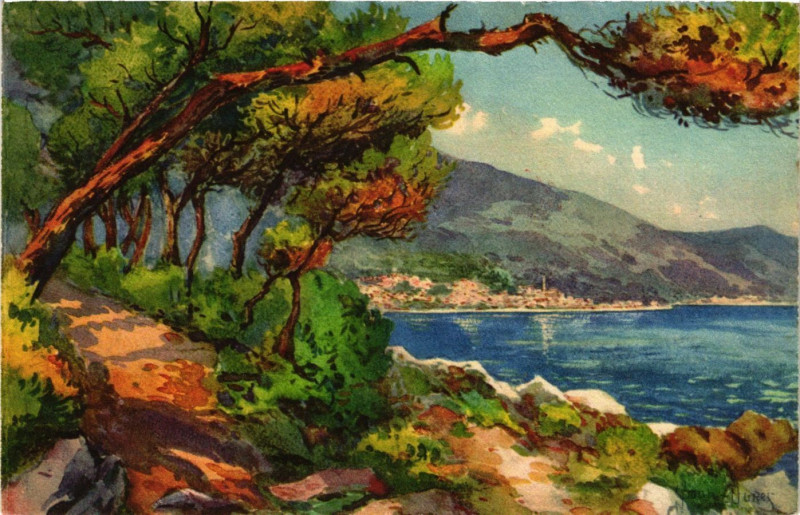 Carte postale ancienne Menton - Vue du Cap-Martin - Imprime en Suisse à Menton