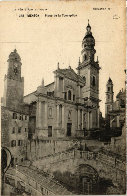 Carte postale ancienne Menton - Place de la Conception à Menton