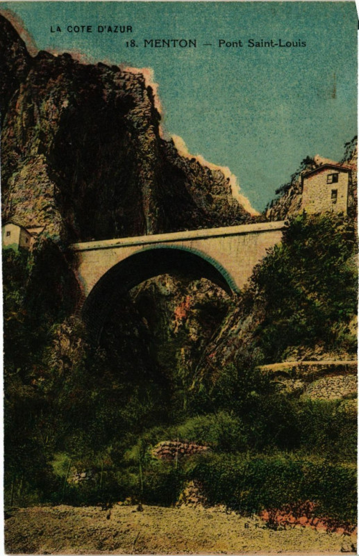 Carte postale ancienne Menton - Pont Saint-Louis à Menton