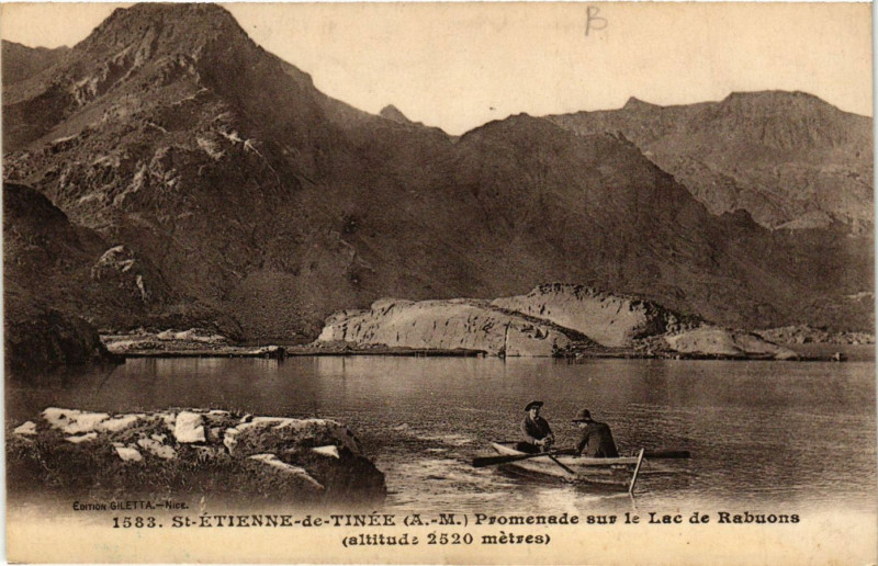 Carte postale ancienne Saint-Etienne-de-Tinee - Promenade sur le Lac de Rabuons à Saint-Étienne-de-Tinée