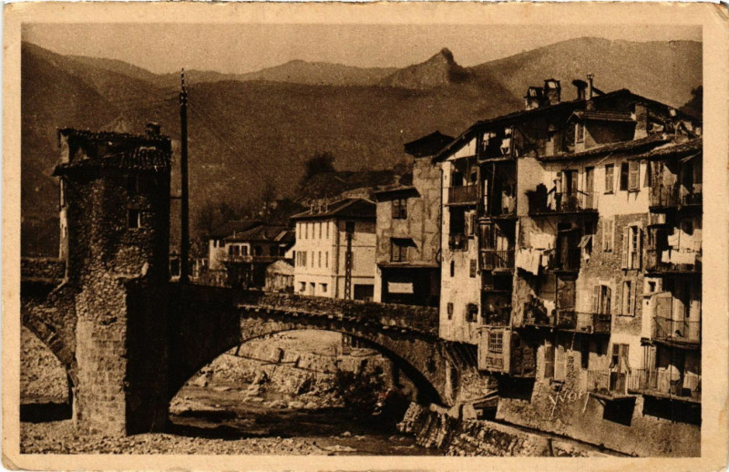 Carte postale ancienne Env. de Nice - Sospel - Le Vieux Pont à Nice