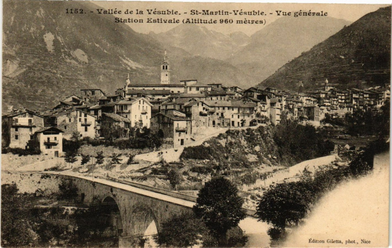 Carte postale ancienne Vallée de la Vesubie - Saint-Martin-Vesubie - Vue générale-Station à Saint-Martin-Vésubie