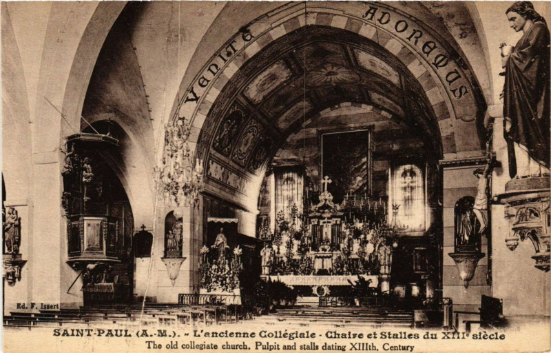 Carte postale ancienne Saint-Paul - L'ancienne Collegiale - Chaire et Stalles du