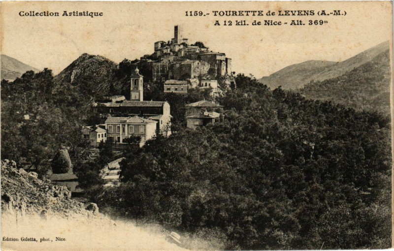 Carte postale ancienne Tourette de Levens A 12 kil de Nice - Alt 369 m à Levens