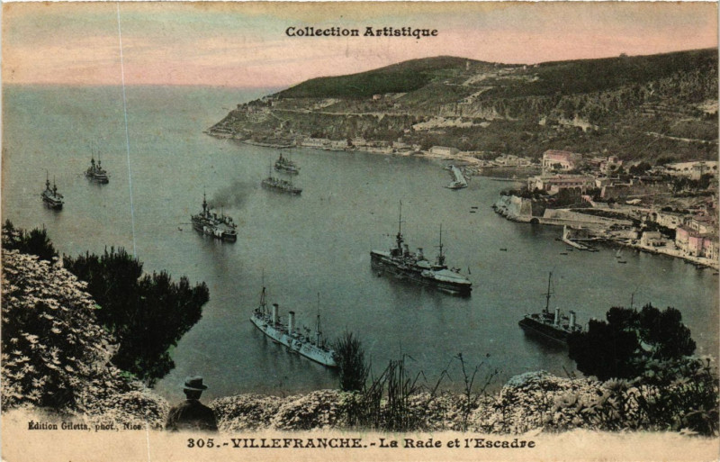 Carte postale ancienne Villefranche - La Rade et l'Escadre