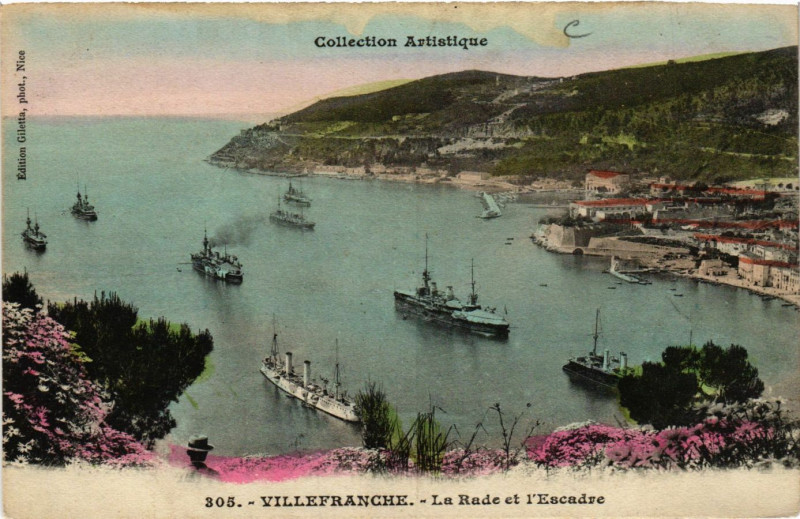 Carte postale ancienne Villefranche - La Rade et l'Escadre