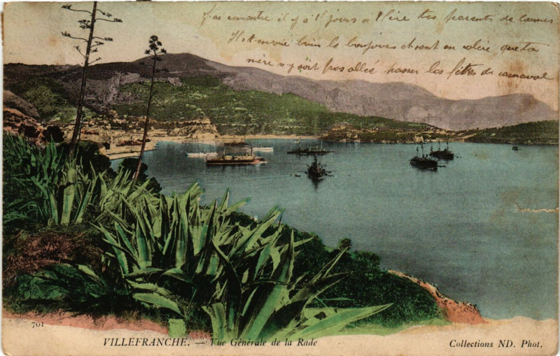 Carte postale ancienne Villefranche - Vue générale de la Rade