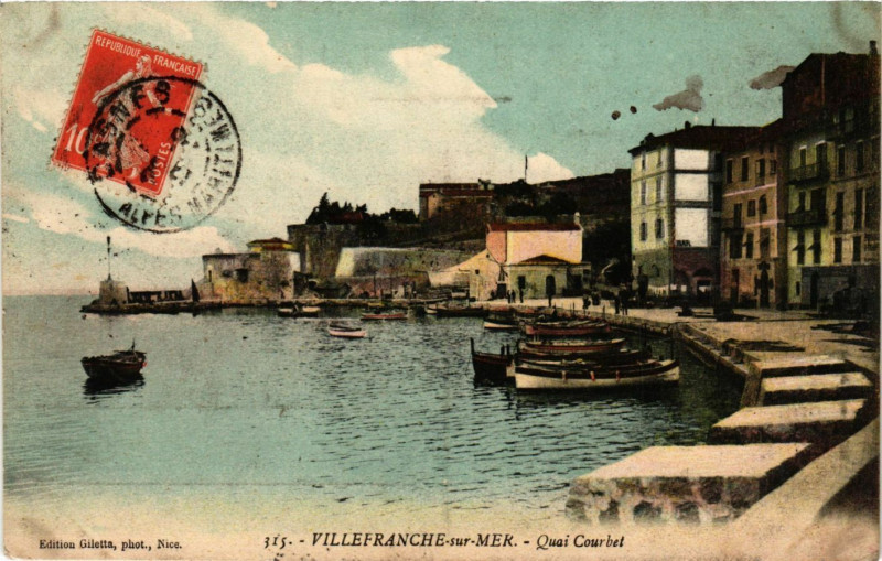 Carte postale ancienne Villefranche-sur-Mer - Quai Courbet à Villefranche-sur-Mer